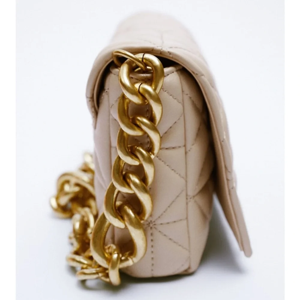 NWT Zara Quilted Chain Strap Shoulder Bag - Picture 8 of 9